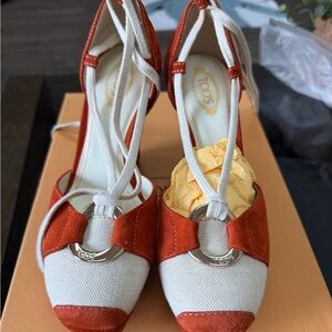 Tod's Red and Cream Women's Heels